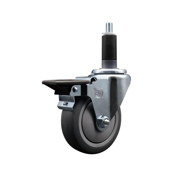 4'' Thermoplastic Rubber Swivel 1-1/8'' Expanding Stem Caster with Brake
